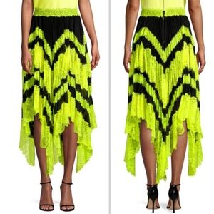 Alice + Olivia Katz Sunburst Asymmetric Lace Midi Skirt